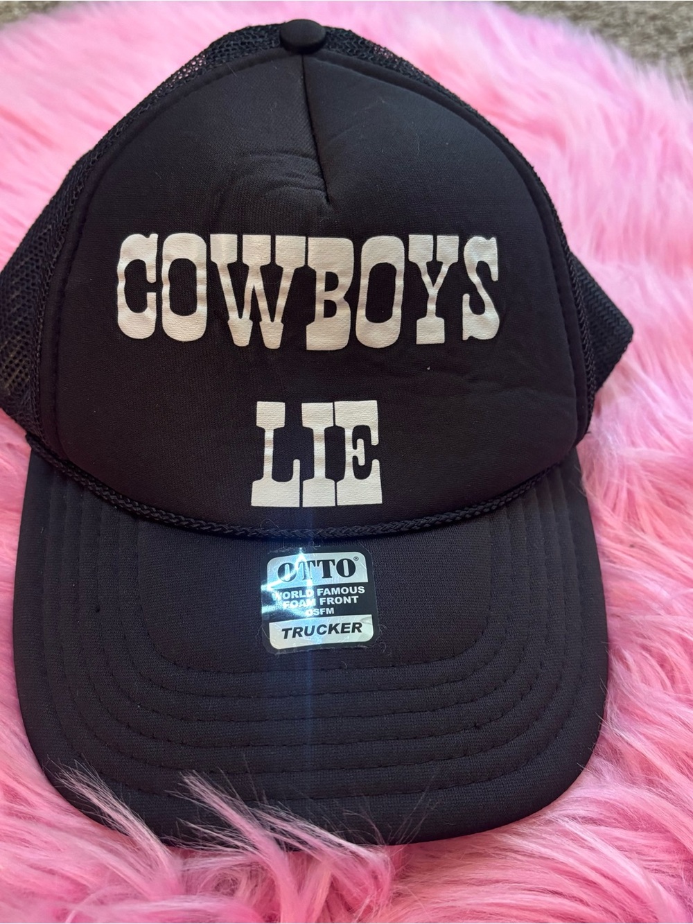 Cowboys Lie Black Foam Mesh Trucker Hat Snapback